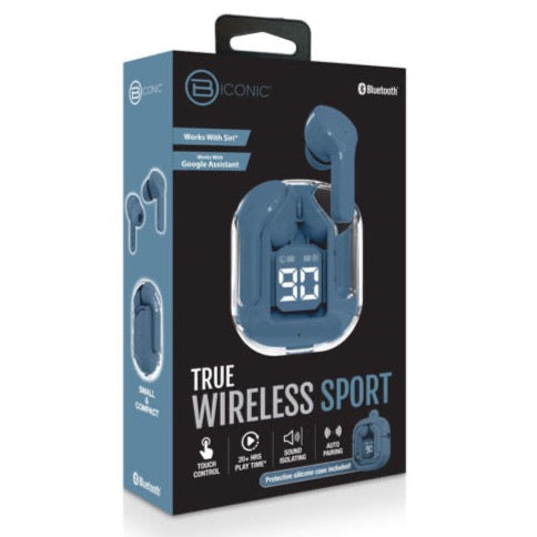 Audífonos Inalámbricos Biconic Mini Clear Sport True Wireless Earbuds | In-Ear | Bluetooth | Color Azul