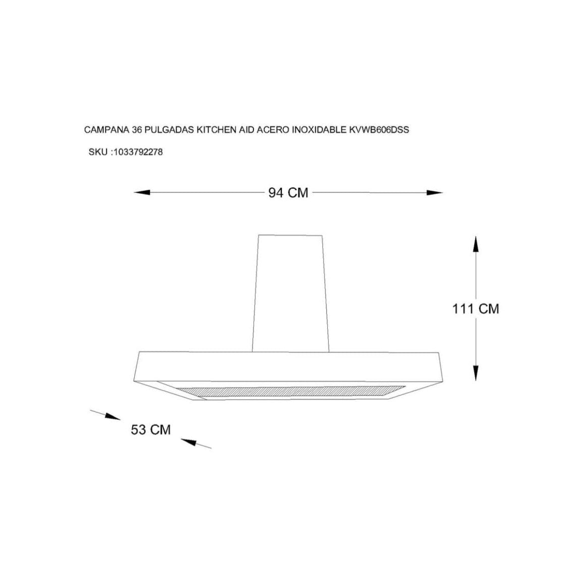 Extractor KitchenAid KVWB606DSS | 36&quot; | Acero Inoxidable