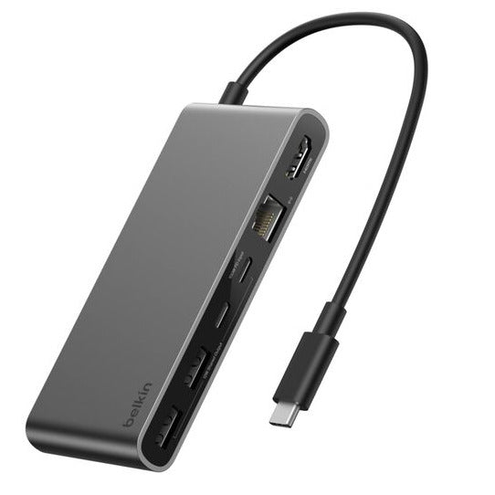 Adaptador Belkin INC024fqSGY | Multipuertos 8 en 1 | HDMI 2.0 | USB-A (2) | USB-C (2) | Ethernet | SD/Micro SD | USB-C