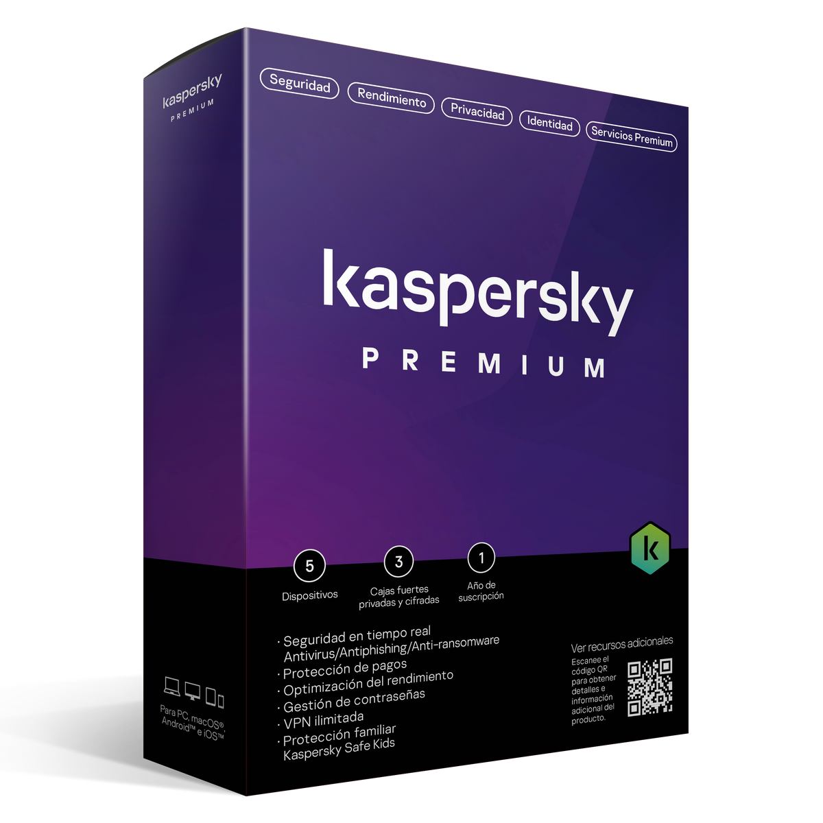 Kaspersky Premium | 5 Dispositivos | 1 Año - Multimax