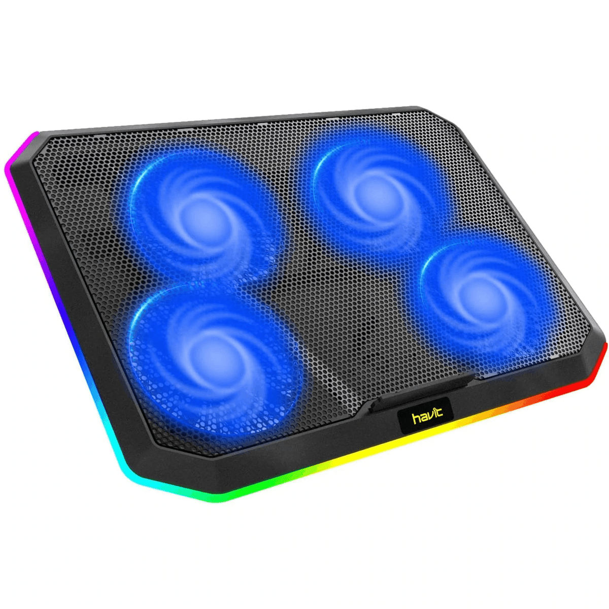 Soporte Havit Cooling Pad F2076 para Notebook | USB | Luces RGB | Color Negro
