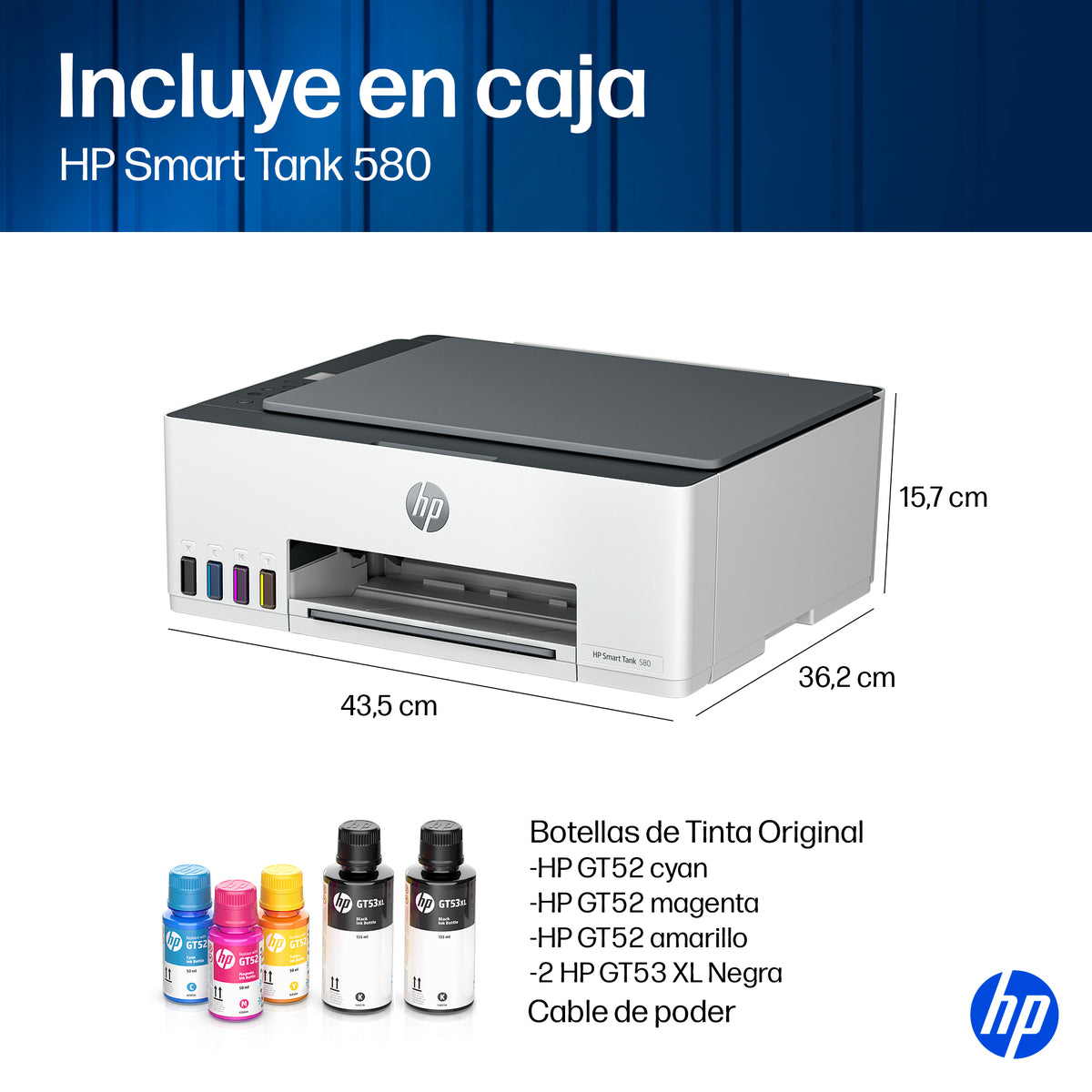 HP Smart Tank 580 | Multifuncional | Sistema de Tanque de Tinta | Wi-Fi