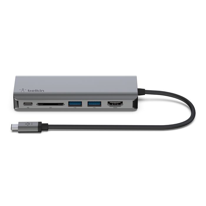 Adaptador Multipuertos Belkin Connect | 6 en 1 |  Ethernet | HDMI | 2 USB-A 3.0 | SD | USB-C 100W PD