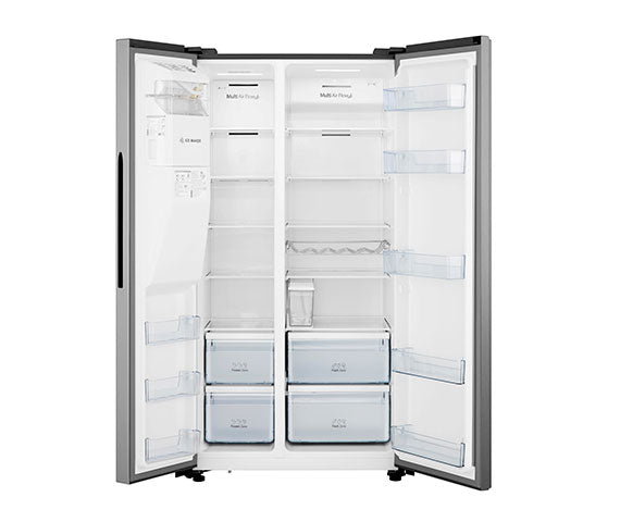 Refrigeradora Hisense RS19W6WSN | 19 pies cúbicos | Side By Side | Dispensador de Agua/Hielo - Multimax