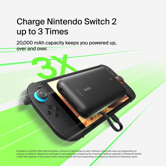 Powerbank Belkin 20K | 30W | Para Nintendo Switch 2 | USB-C