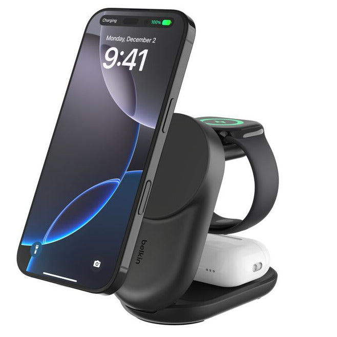 Cargador Belkin WIZ037ttBK | Qi2 3-in-1 | 25W | Plegable | Magnético | USB-C