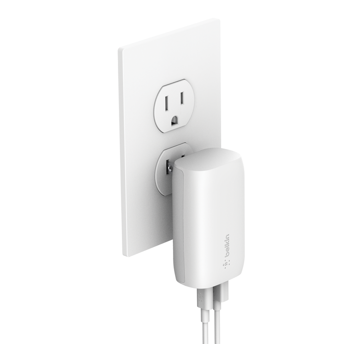 Cargador de Pared Dual Belkin | 25W + 12W | USB-C | Color Blanco