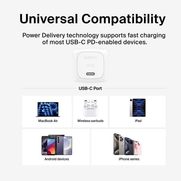 Cargador de Pared Belkin | USB-C | 30W