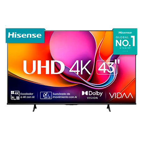 Televisor Hisense 43A6NV | 43&quot; | 4K | VIDAA | HDMI | USB | Wi-Fi | Bluetooth | DVB-T