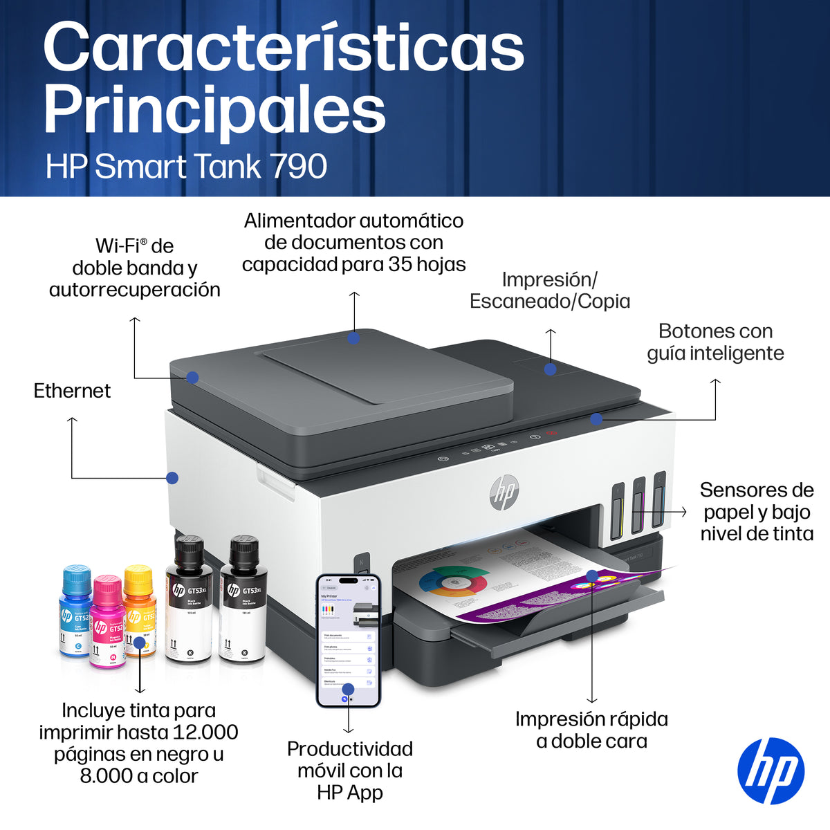 HP Smart Tank 790 | Multifuncional | Sistema de Tanque de Tinta | Bluetooth