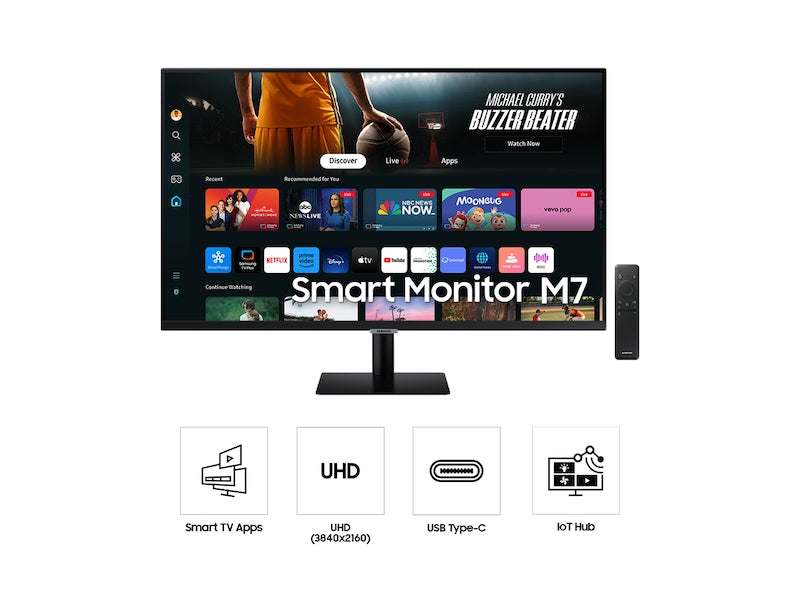 Monitor Smart Samsung M7 M70B | 32&quot; | 4K | 3840x2160 | 60Hz | HDMI | USB-C