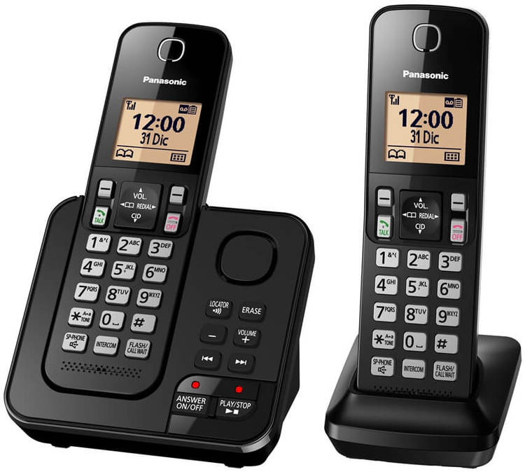 Teléfono Inalámbrico Panasonic DECT KX-TGC362LAB | Pantalla LCD 1.6&quot; | 2 Terminales | Color Negro