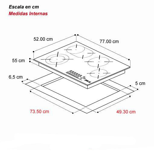 Estufa Electrica Drija Berlin 76 | 30&quot; | Vitroceramica | 4 Quemadores