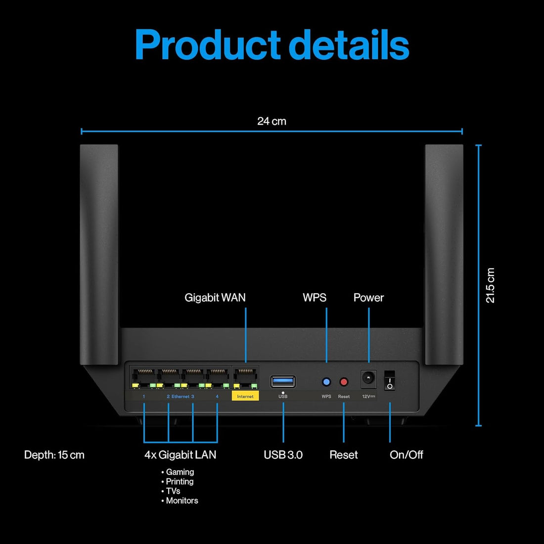 Router Linksys LN3121 | Wi-Fi 6 | AX5400 | Gigabit