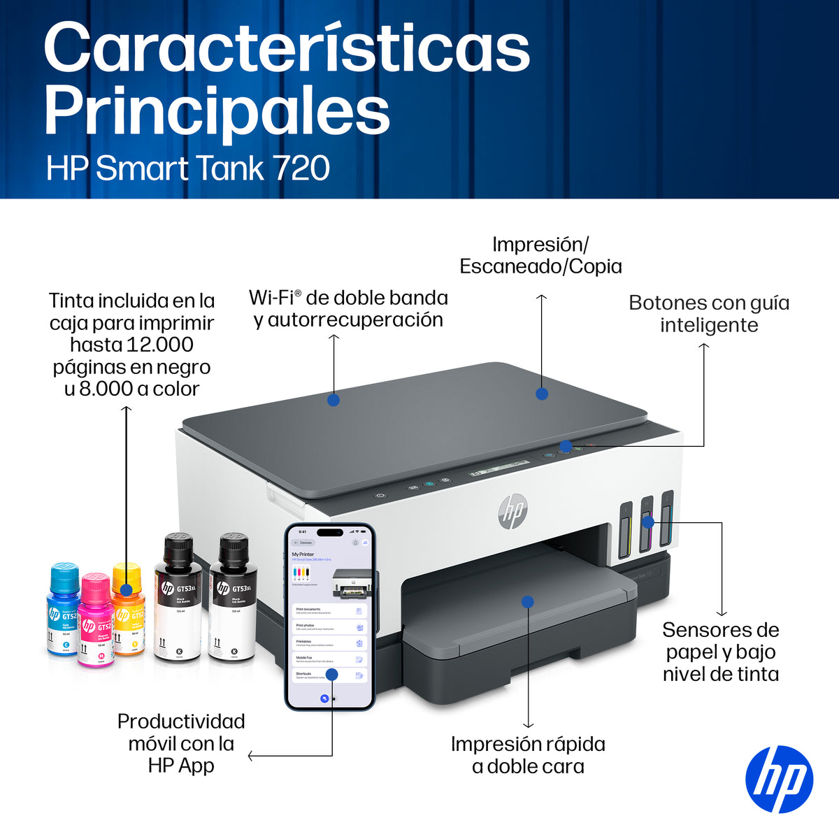 HP Smart Tank 720 | Multifuncional | Sistema de Tanque de Tinta | Wi-Fi