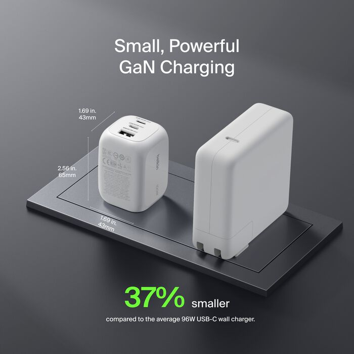 Cargador Belkin WCH016DQWH | 3 Puertos USB-C/USB-A | 100W