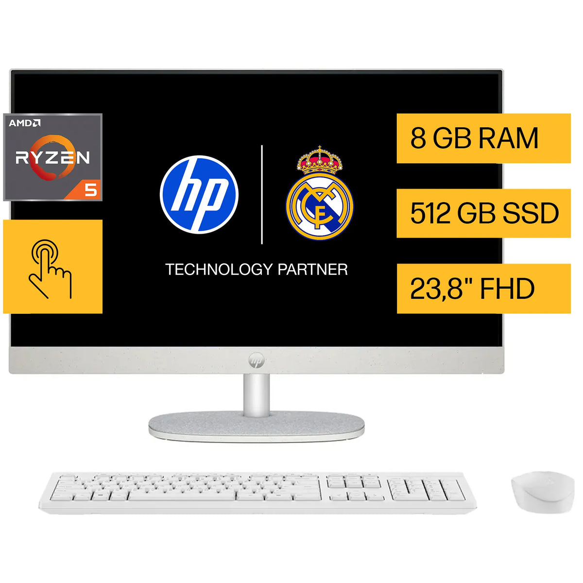 HP 24-CR0016LA | AMD Ryzen 5-7520U | 8GB RAM | 512GB SSD | 24" Táctil | Windows 11
