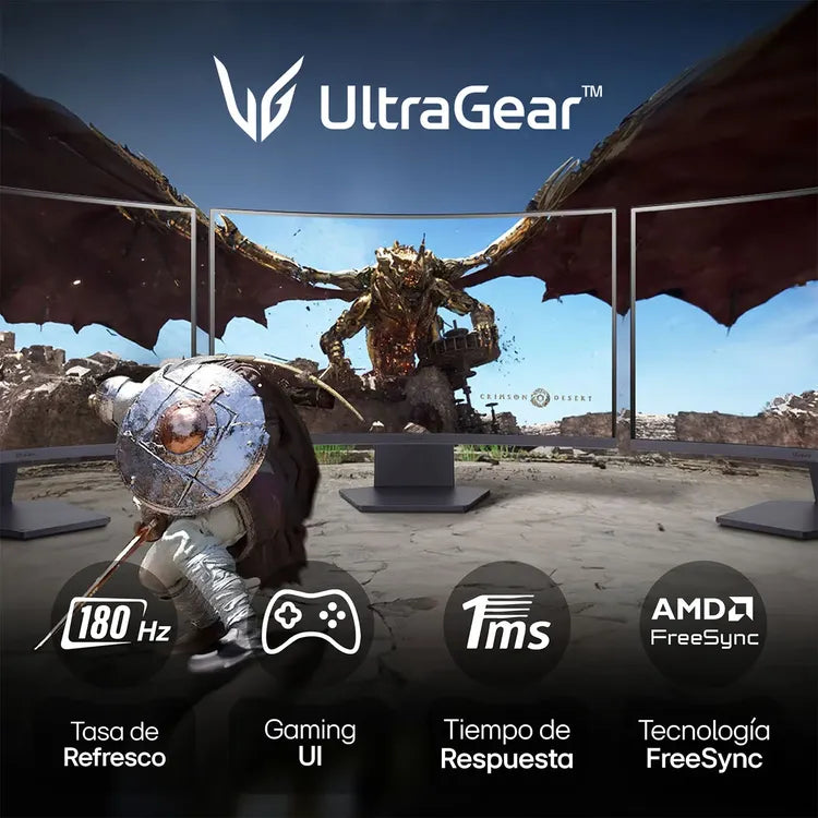 Monitor LG Ultragear 32GS60QC | Curvo | 32&quot; | QHD | IPS | 180Hz | HDMI | DP
