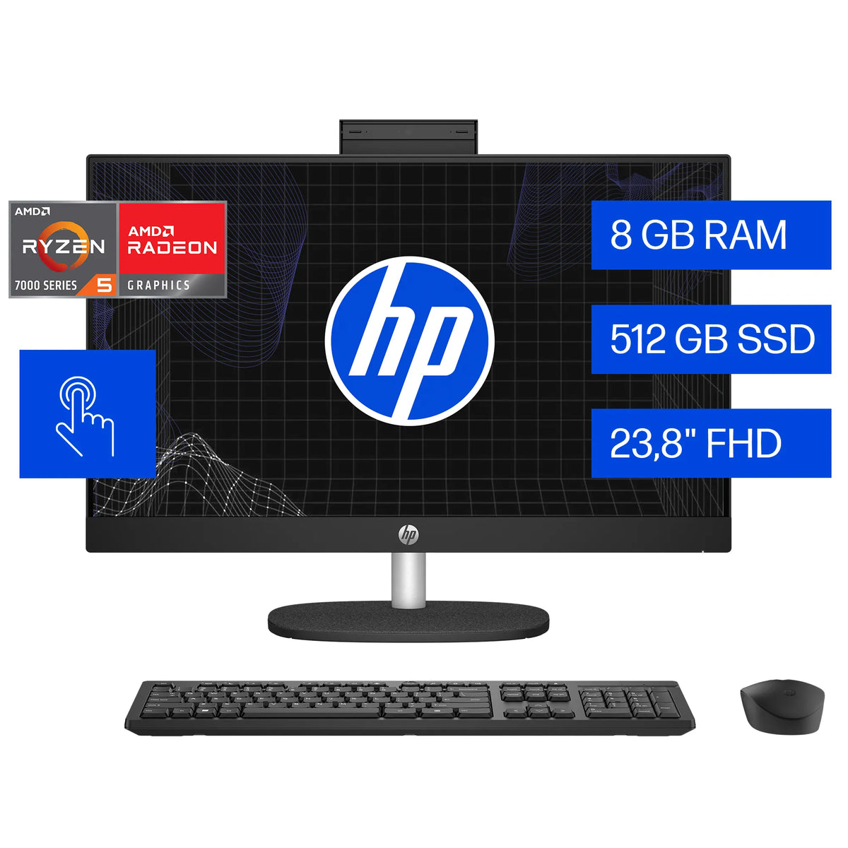 HP 24-CR0017LA | AMD Ryzen 5 7520U | 8GB RAM | 512GB | 24" Táctil | Windows 11