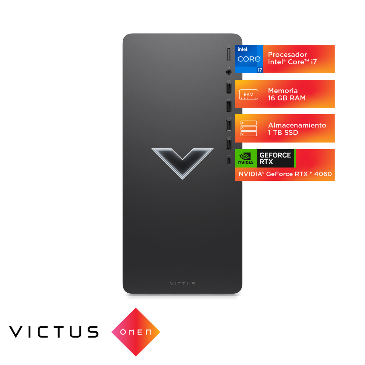 Victus Tower By HP TG02-2018LA | Intel Core i7 14700F | 16GB RAM | 1TB SSD | GeForce RTX 4060 | Windows 11