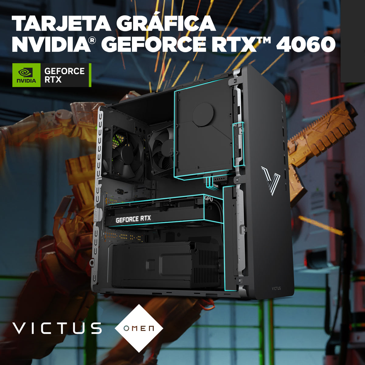 Victus Tower By HP TG02-2018LA | Intel Core i7 14700F | 16GB RAM | 1TB SSD | GeForce RTX 4060 | Windows 11
