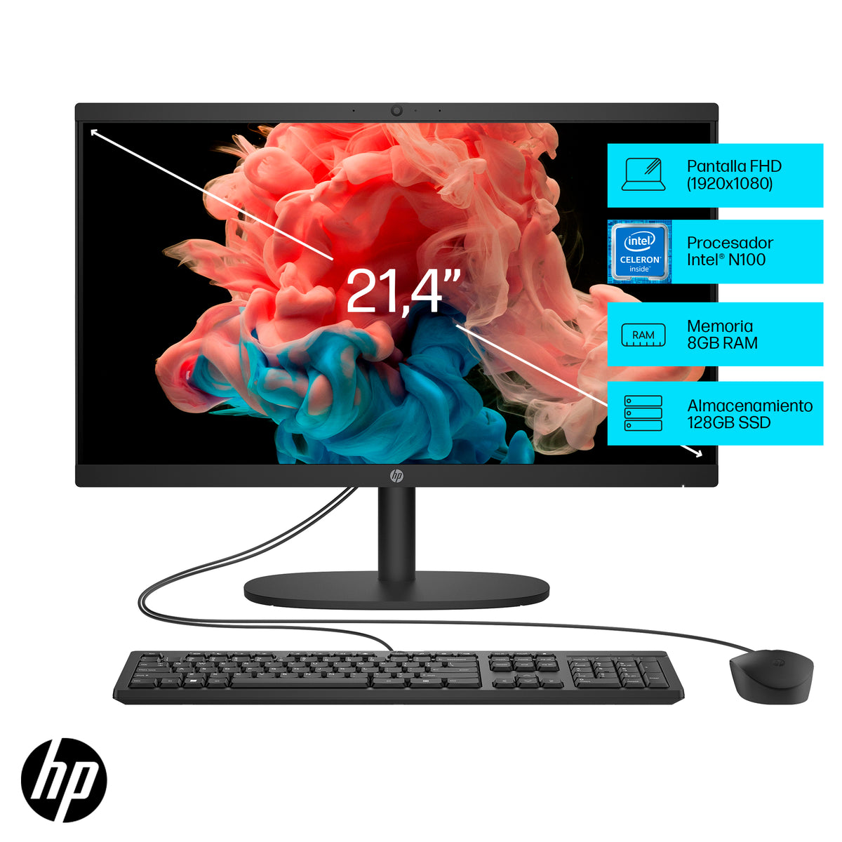HP AIO 22-DG0009LA | Intel N100 | 8GB RAM | 128GB SSD | 22&quot; | Windows 11