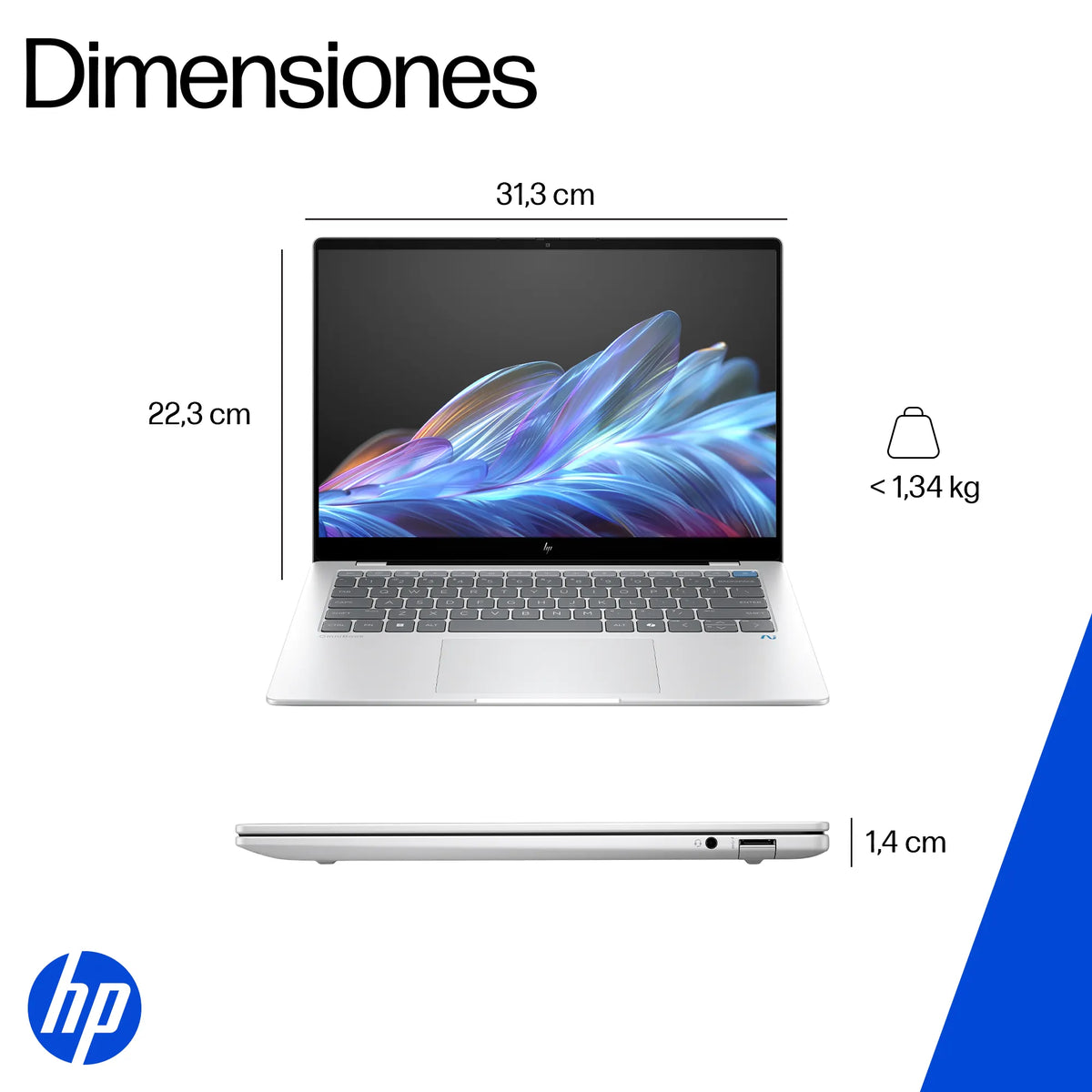 HP Omnibook X AI 14-FE1001LA | Qualcom Snapdragon X1P | 16GB RAM | 1TB SSD | 14" Táctil | Windows 11 Home