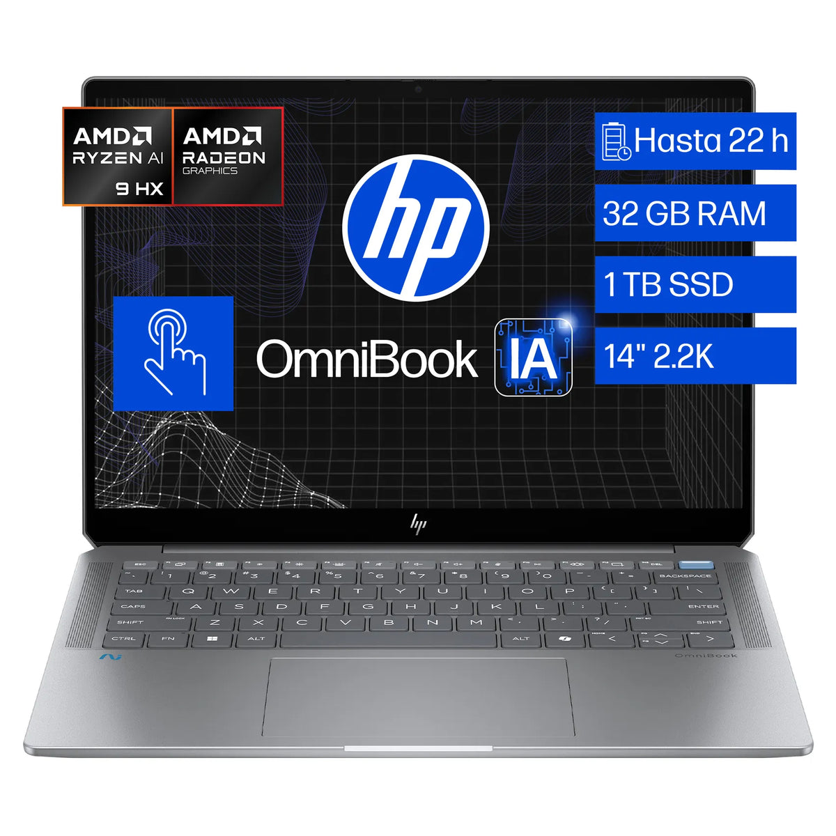 HP Omnibook Ultra AI 14-FD0001LA | AMD Ryzen AI 9-375HX | 32GB RAM | 1TB SSD | 14" Táctil | Windows 11 Home