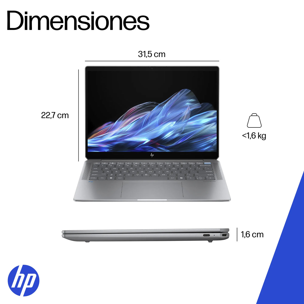 HP Omnibook Ultra AI 14-FD0001LA | AMD Ryzen AI 9-375HX | 32GB RAM | 1TB SSD | 14" Táctil | Windows 11 Home