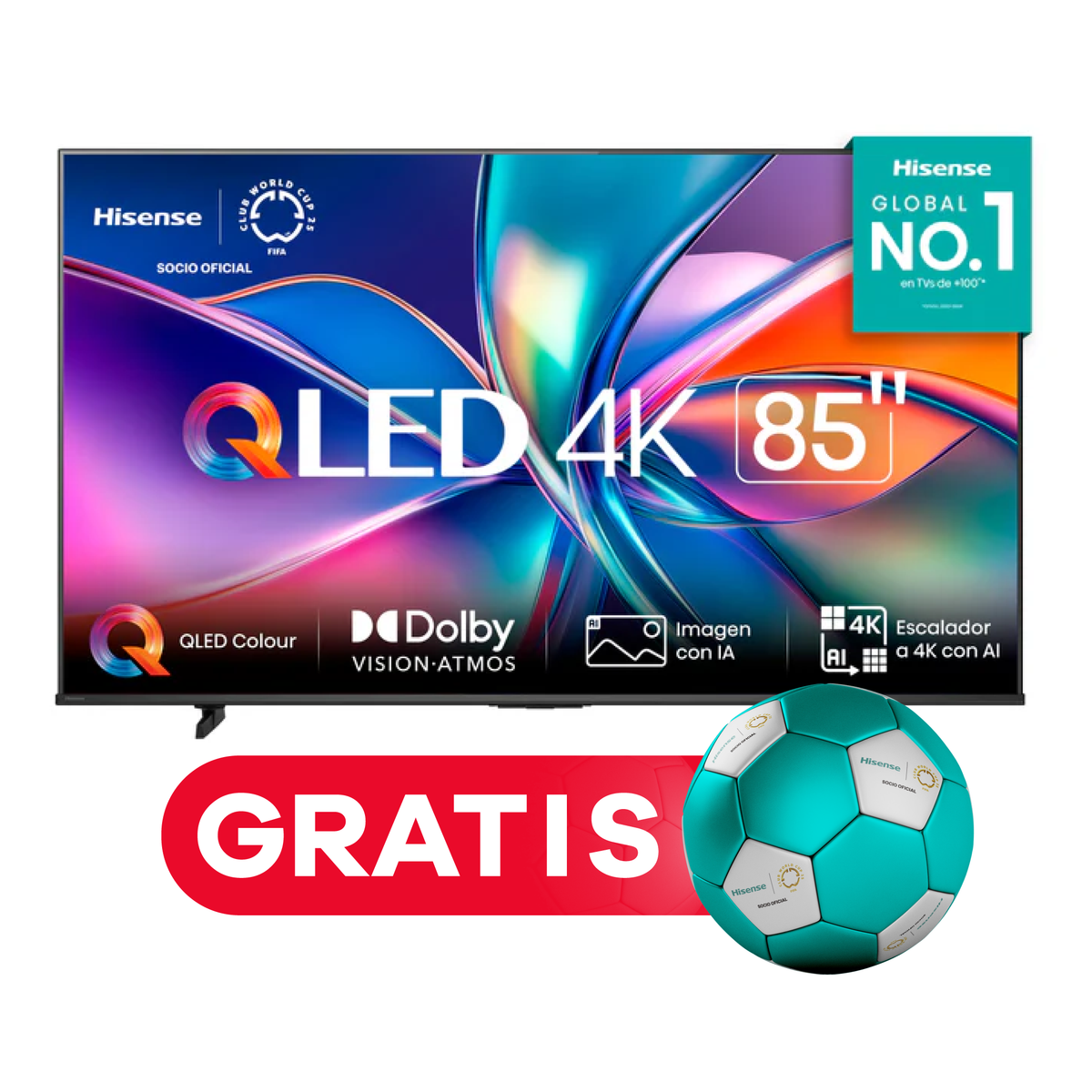 Televisor Hisense QLED 85Q6N | 85&quot; | 4K | Google TV | HDMI | USB | Wi-Fi | Bluetooth