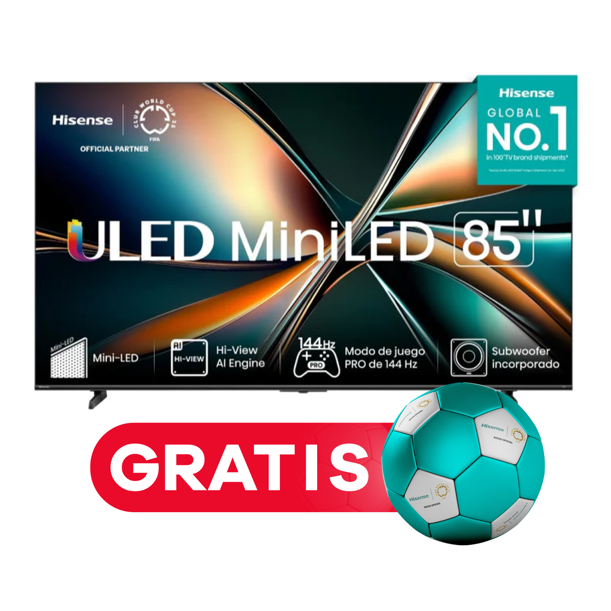 Televisor Hisense ULED MiniLED 85U7QG | 85&quot; | 4K | Google TV | USB | HDMI