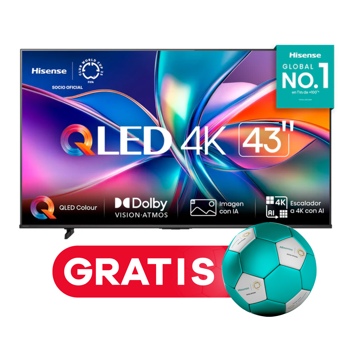 Televisor Hisense QLED 43Q6QV | 43&quot; | 4K | VIDAA | HDMI | USB | Wi-Fi | Bluetooth