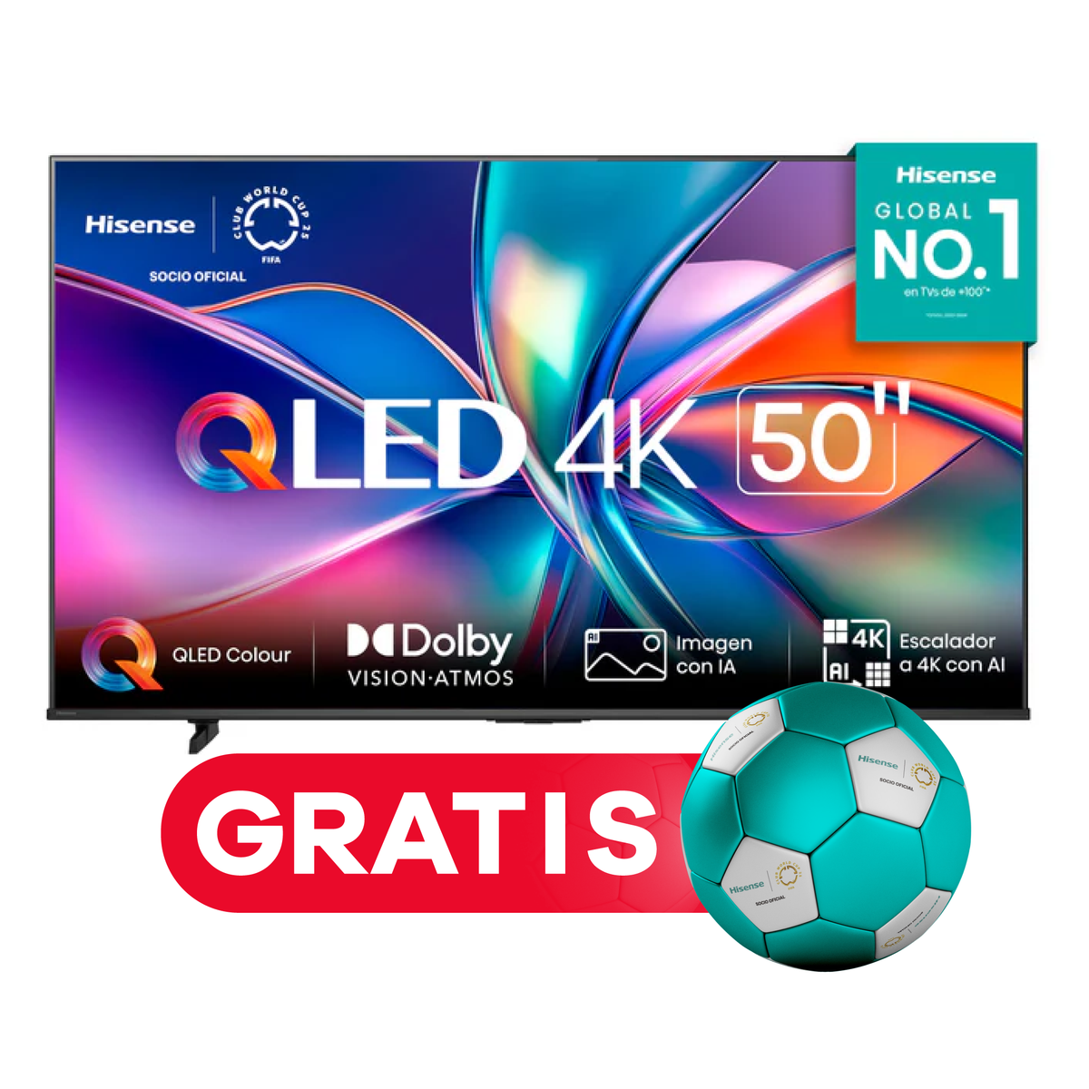 Televisor Hisense QLED 50Q6QV | 50&quot; | 4K | VIDAA | HDMI | USB | Wi-Fi | Bluetooth