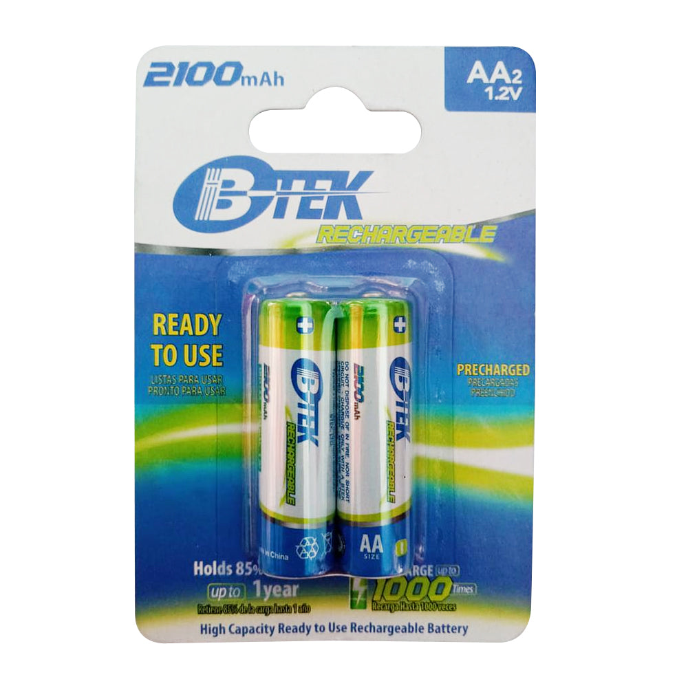 Baterías Recargables Btek BRC-2MH32100 | AA | 2100mAh | 2 pack