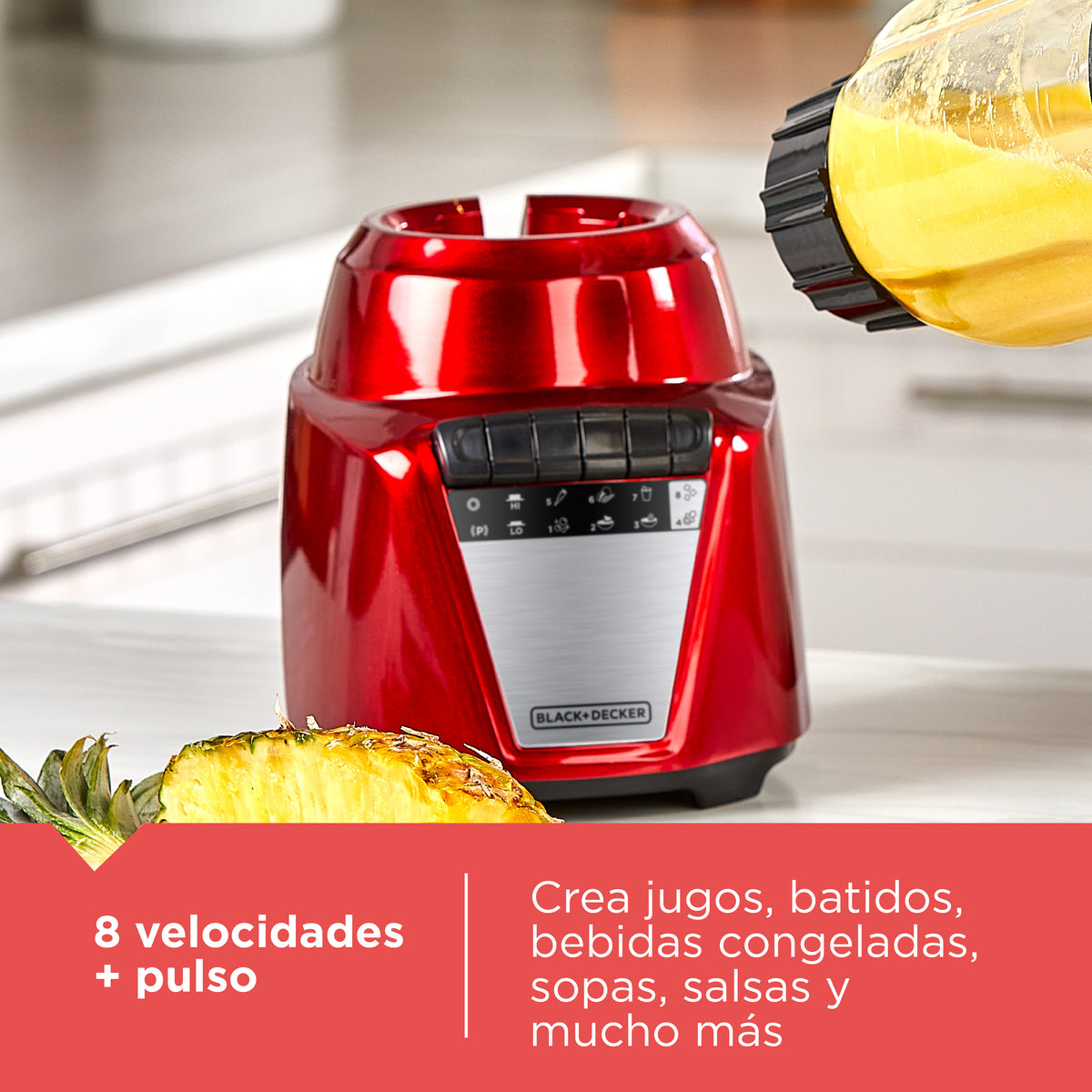 Licuadora Black &amp; Decker  BL0876-2RDLA | 1.25 Litros | Jarra de Vidrio | Color Rojo Metálico