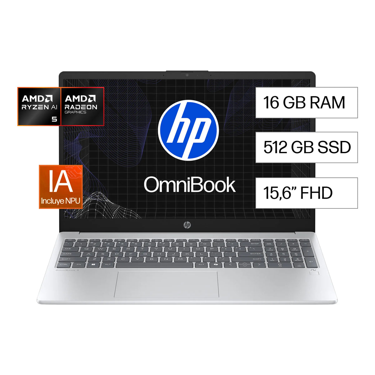 HP Omnibook 3 15-FN0051LA | AMD Ryzen AI 5 340 | 16GB RAM | 512GB SSD | 15.6" | Windows 11 Home