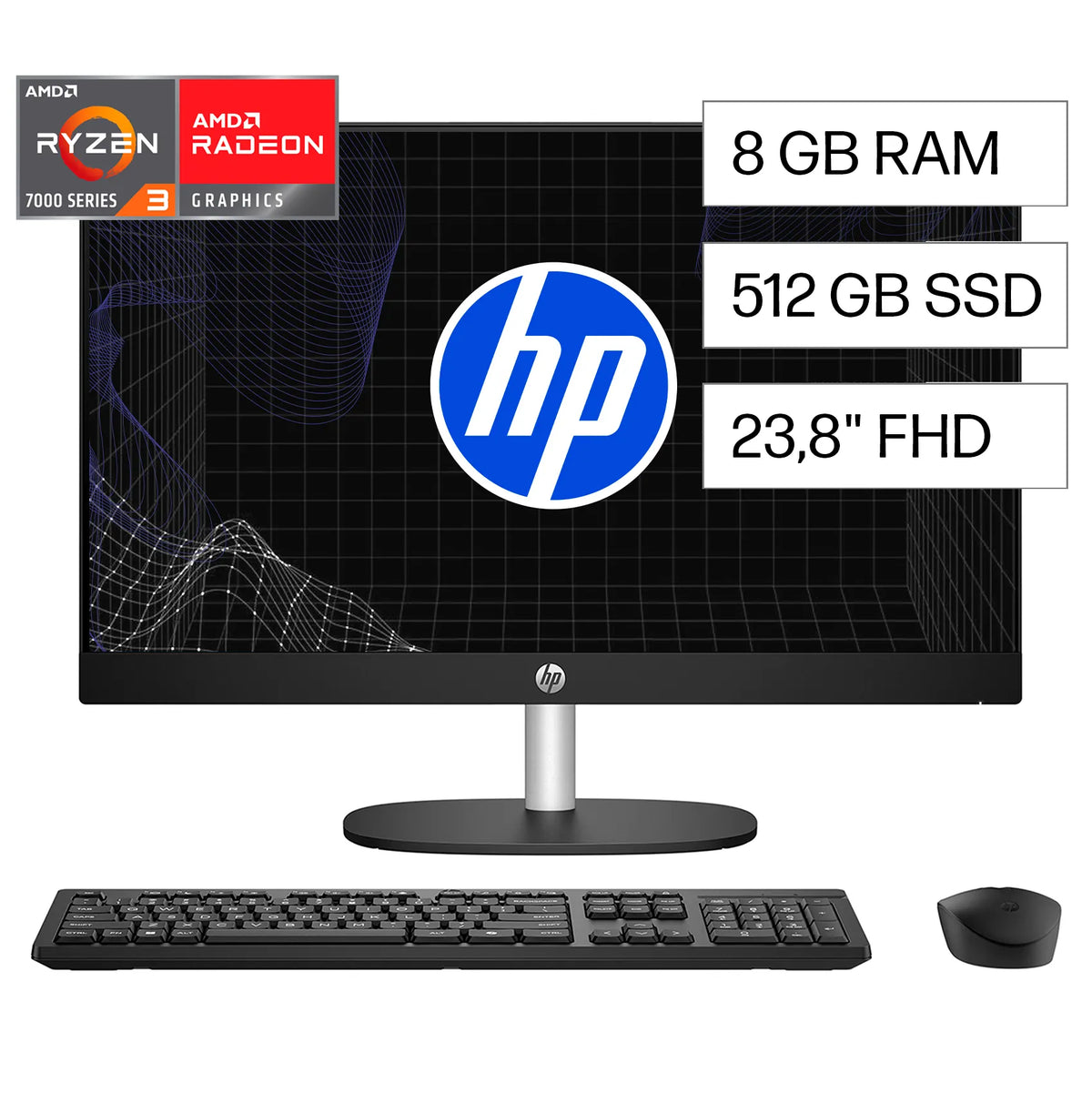 HP 24-CR0233LA | AMD Ryyzen 3 7320U | 8GB RAM | 512GB SSD | 23.8" | Windows 11