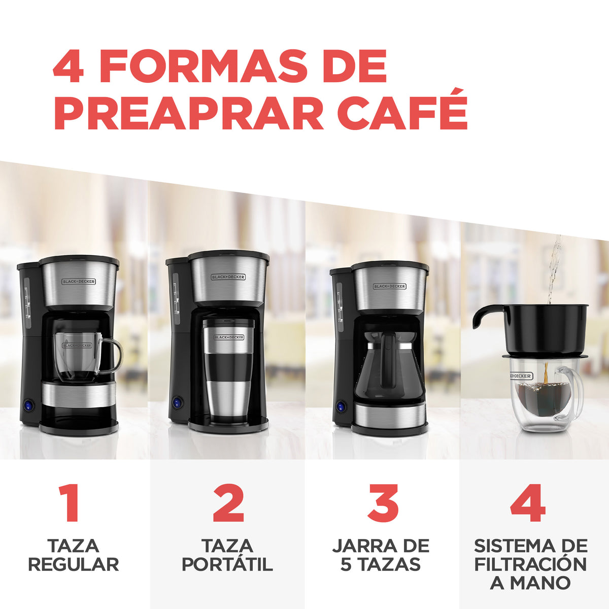 Cafetera Black &amp; Decker CM0755S | 5 tazas  | Vaso de Acero Inoxidable