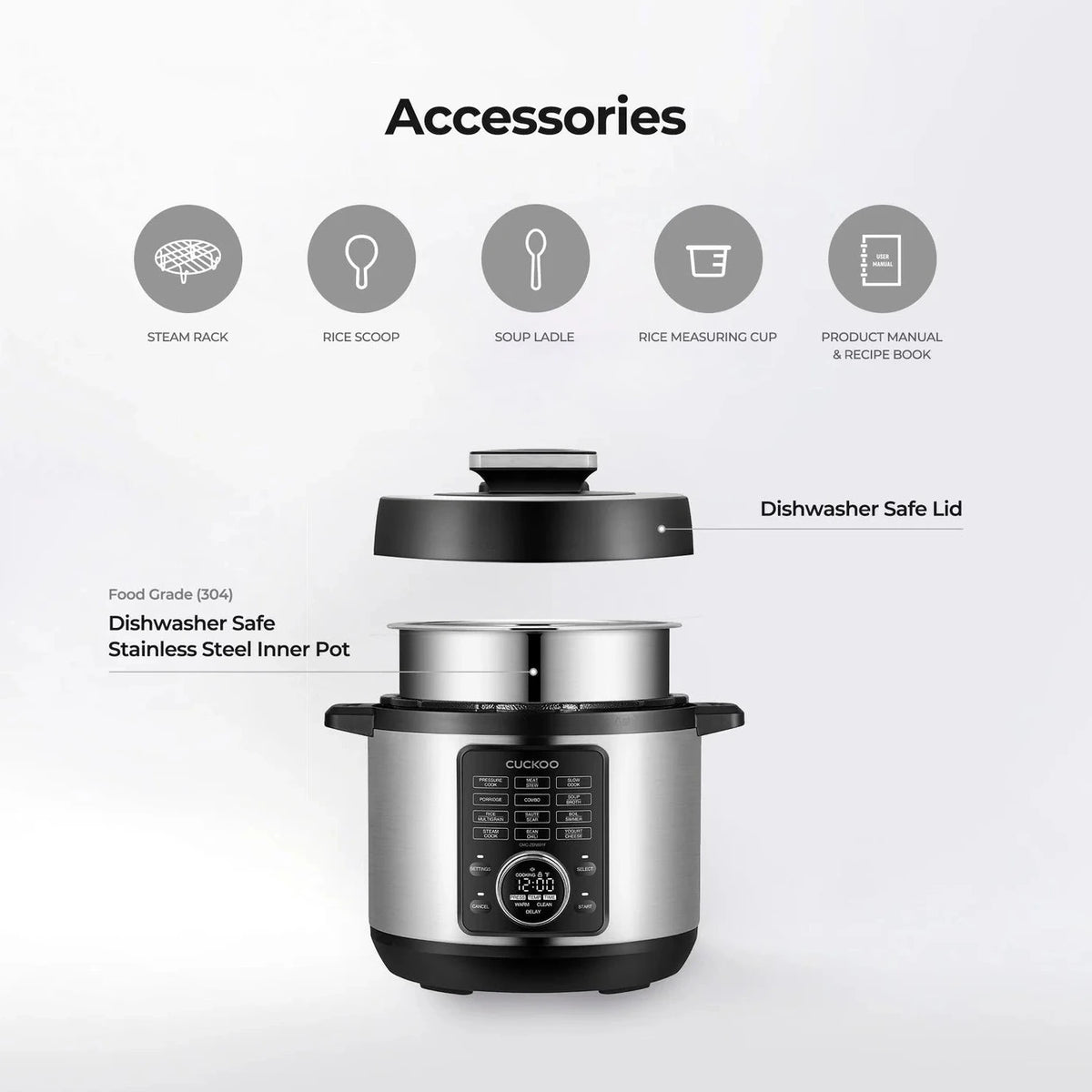 Multicooker CUCKOO CMC-ZSN601F | 6 Qts | Gris