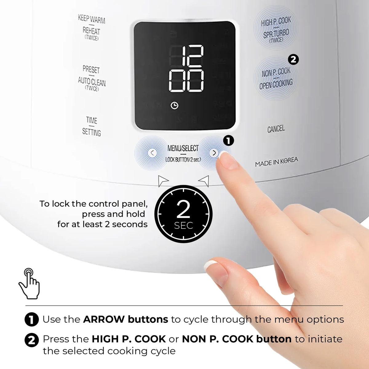 Arrocera CUCKOO CRP-ST1009FW | HP Twin Pressure | 10 Tazas | Blanco