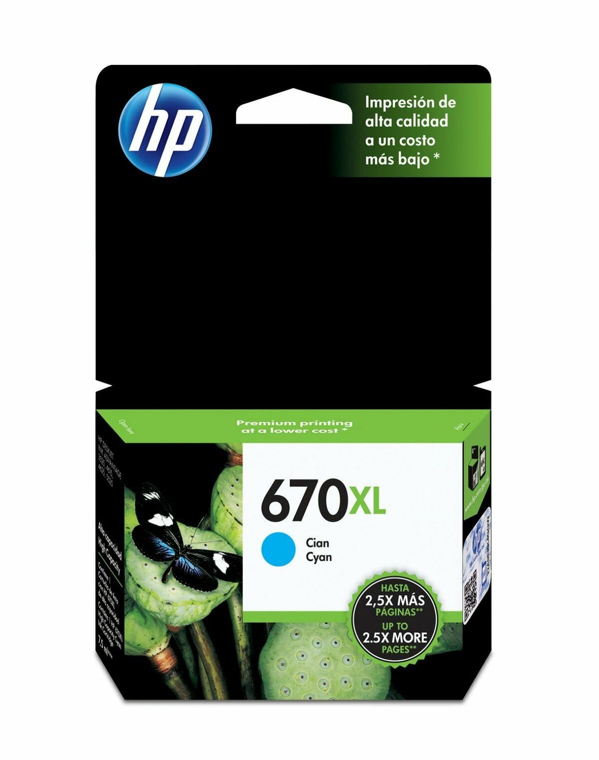Tinta HP 670 XL | Cian | Cartucho