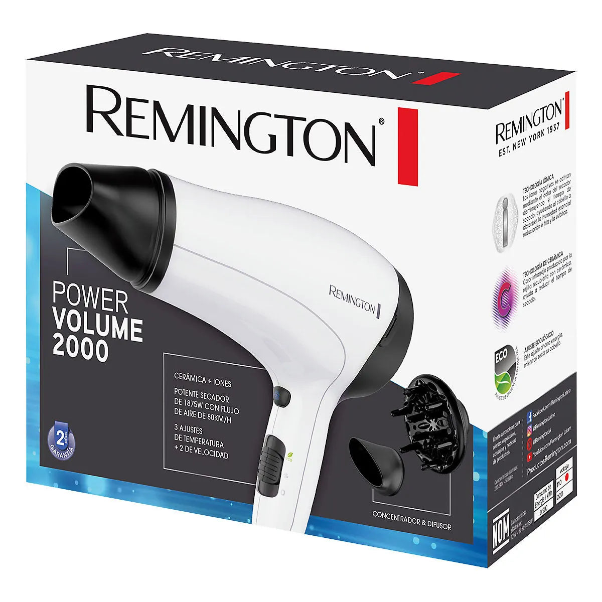 Secador de Cabello Remington Power Volumen 2000 D3015 | 2000W