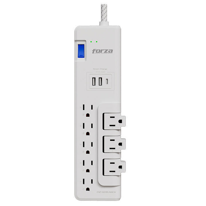 Protector de Voltaje Forza FSP-821RUSBCW | 2700J | 8 Salidas | USB-A | USB-C