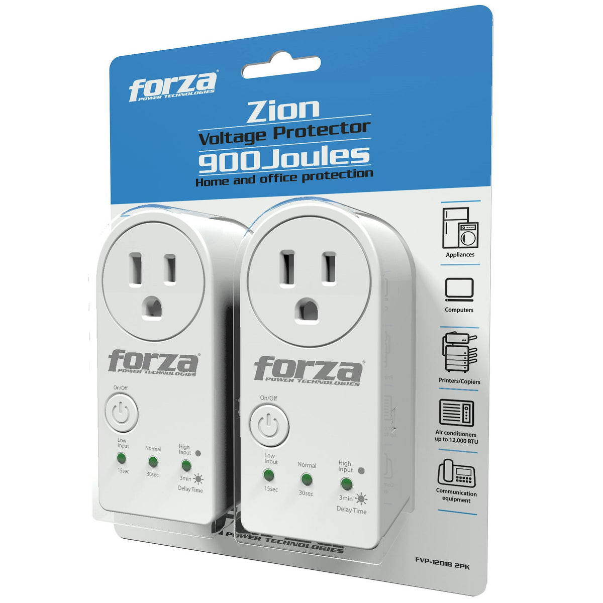 Protector de Voltaje Forza FVP-1201B-2PK | 120V | 1800W | 2 Unidades