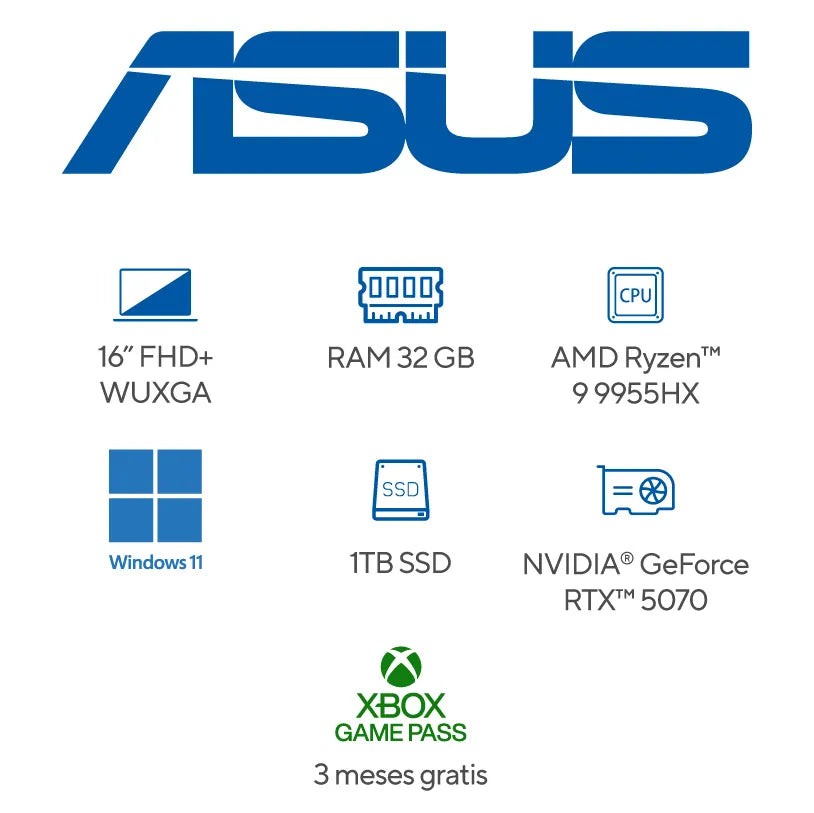 ASUS ROG Strix G16 G614FP-RV028W | AMD Ryzen 9-9955HX | 32GB RAM | 1TB SSD | 16" | GeForce RTX 5070 | Windows 11 Home