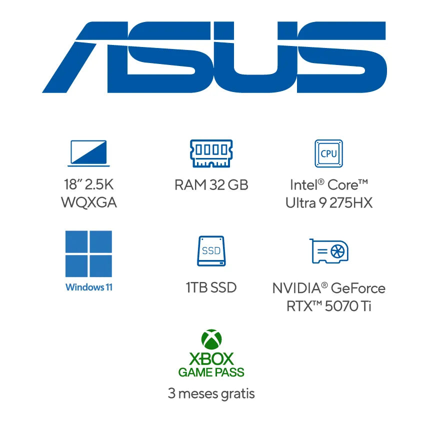 Asus Rog Strix G18 G815LR-S9016W | Intel Core Ultra 9-275HX | 32GB RAM | 1TB SSD | 18" | GeForce RTX 5070Ti | Windows 11 Home