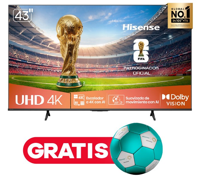 Televisor Hisense 43A61NV | 43&quot; | 4K | VIDAA | HDMI | USB | Wi-Fi | Bluetooth | DVB-T