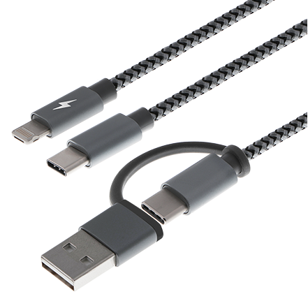 Cable USB XTECH 5 en 1 XTC-560 | USB-A | USB-C | Lightning | Micro USB | 1.2m