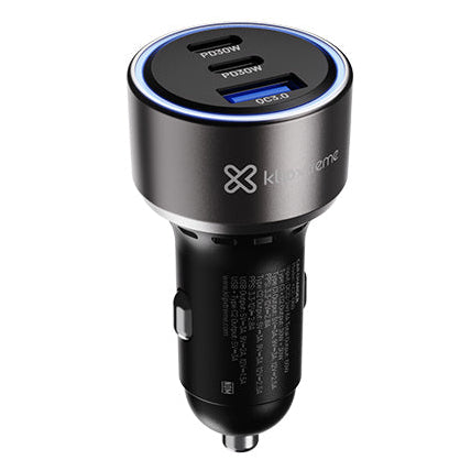 Cargador USB-C Klip Xtreme PowerCar 60 | Carro | 2xUSB-C PD30W | USB-A QC 3.0 60W