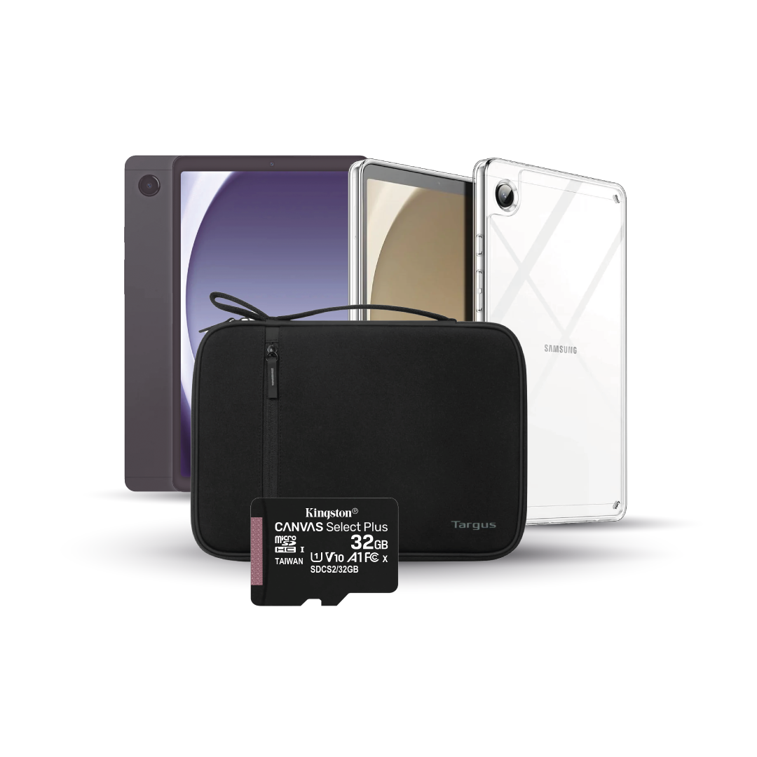 Kit Samsung Galaxy Tab A9 + Funda Targus Sideloading Sleeve + Memoria microSD Kingston Canvas Select Plus 64GB + Estuche para Tablet Jetech